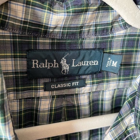 Ralph Lauren Blue Green Plaid Cotton Oxford Button Up Shirt sz M - Picture 4 of 8